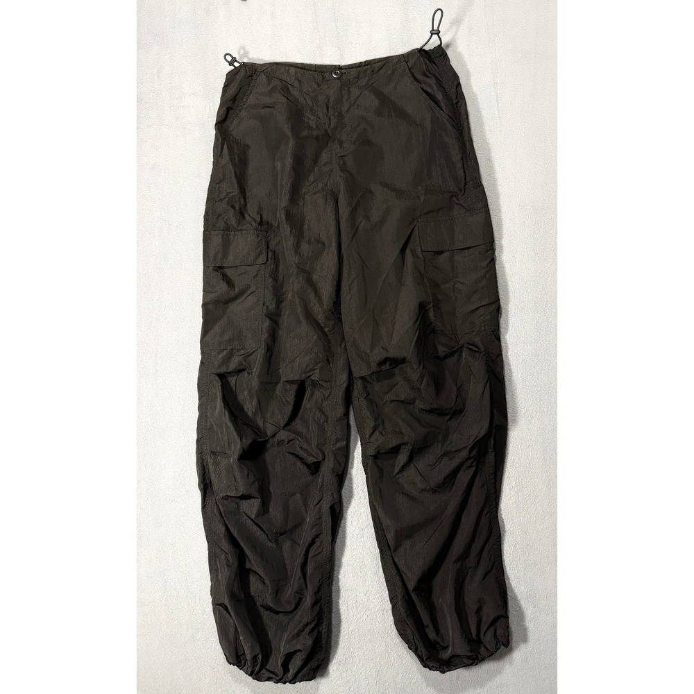 White Fox Boutique Black Cargo Parachute Pants XS Toggle Waist Utility Baggy